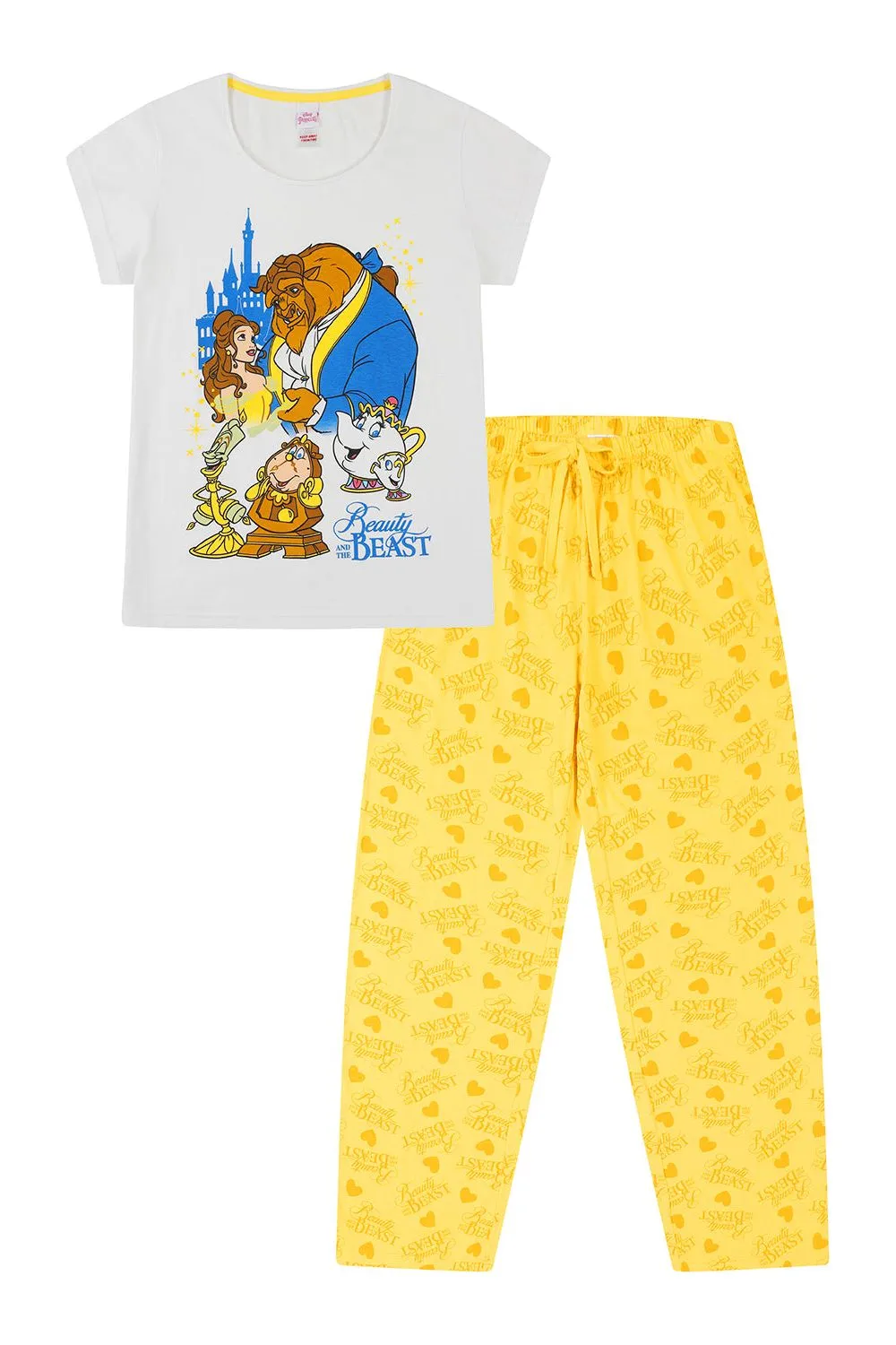 Women's Disney Beauty and The Beast Belle Mrs Potts Long Pyjama set