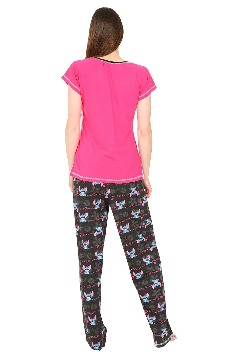 Womens Disney Lilo and Stitch 'I Hate Mornings' Long Pyjamas