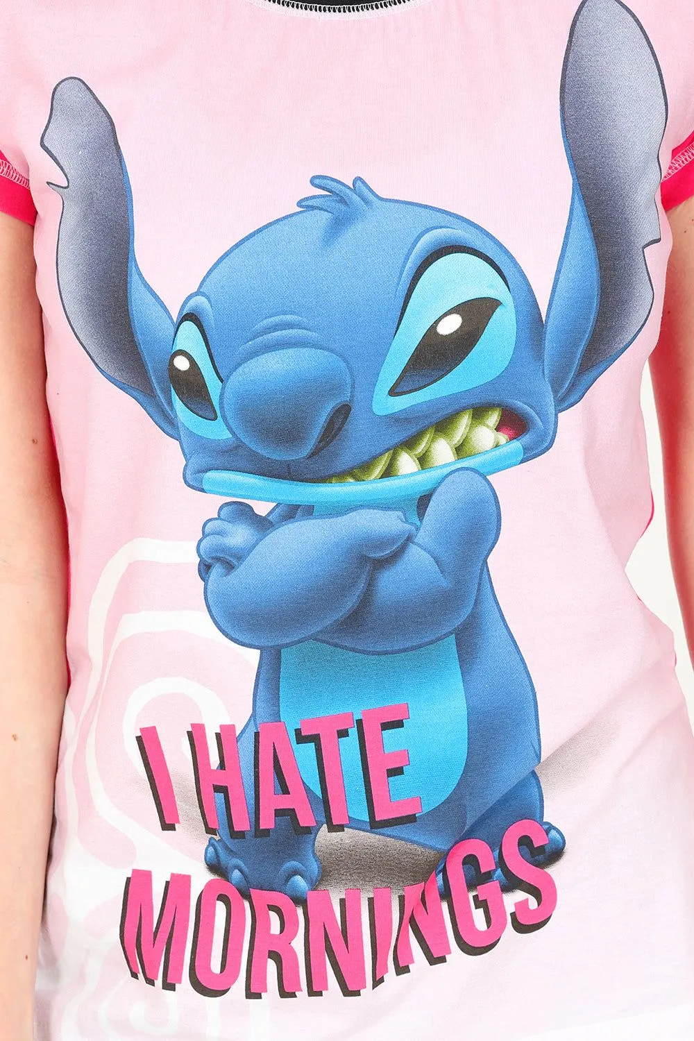 Womens Disney Lilo and Stitch 'I Hate Mornings' Long Pyjamas