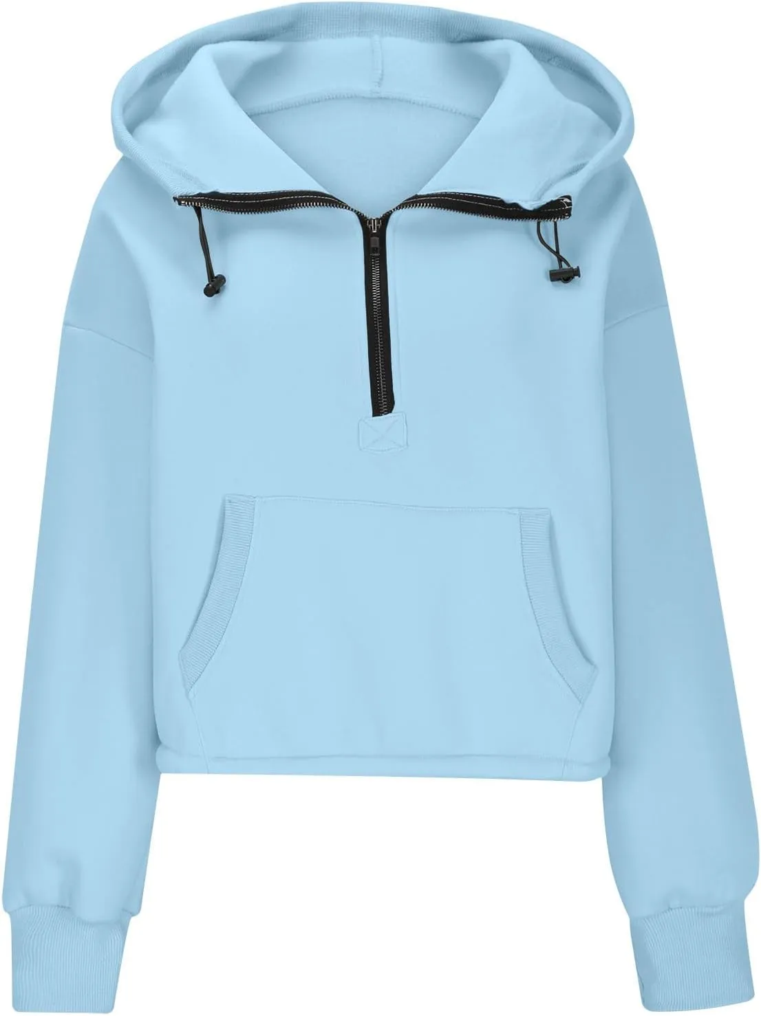 Womens Fall Fashion 2025 Half Zip Cropped Sweatshirt Long Sleeve Stand Collar Oversized Casual Y2k Pullover Top Shirt