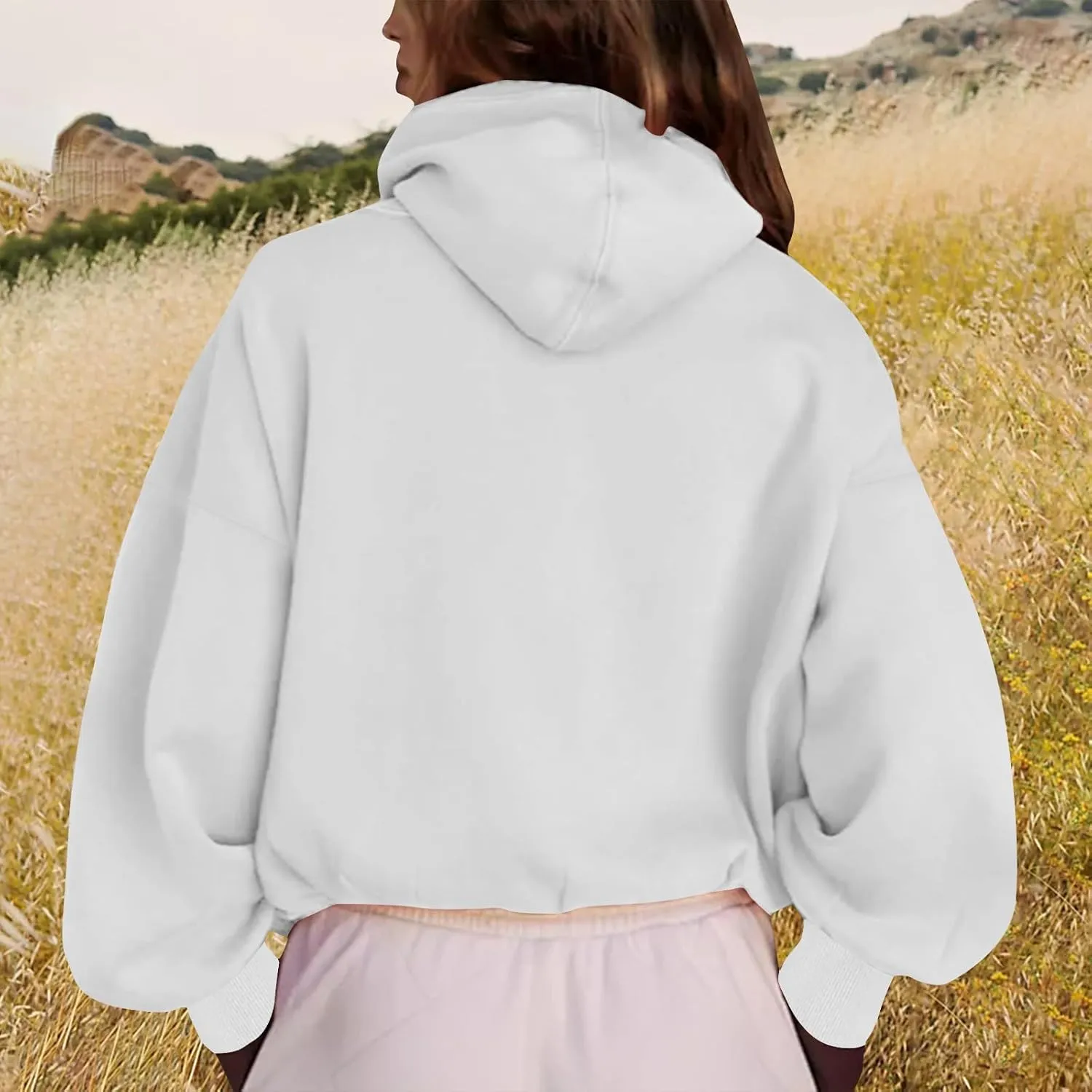 Womens Fall Fashion 2025 Half Zip Cropped Sweatshirt Long Sleeve Stand Collar Oversized Casual Y2k Pullover Top Shirt