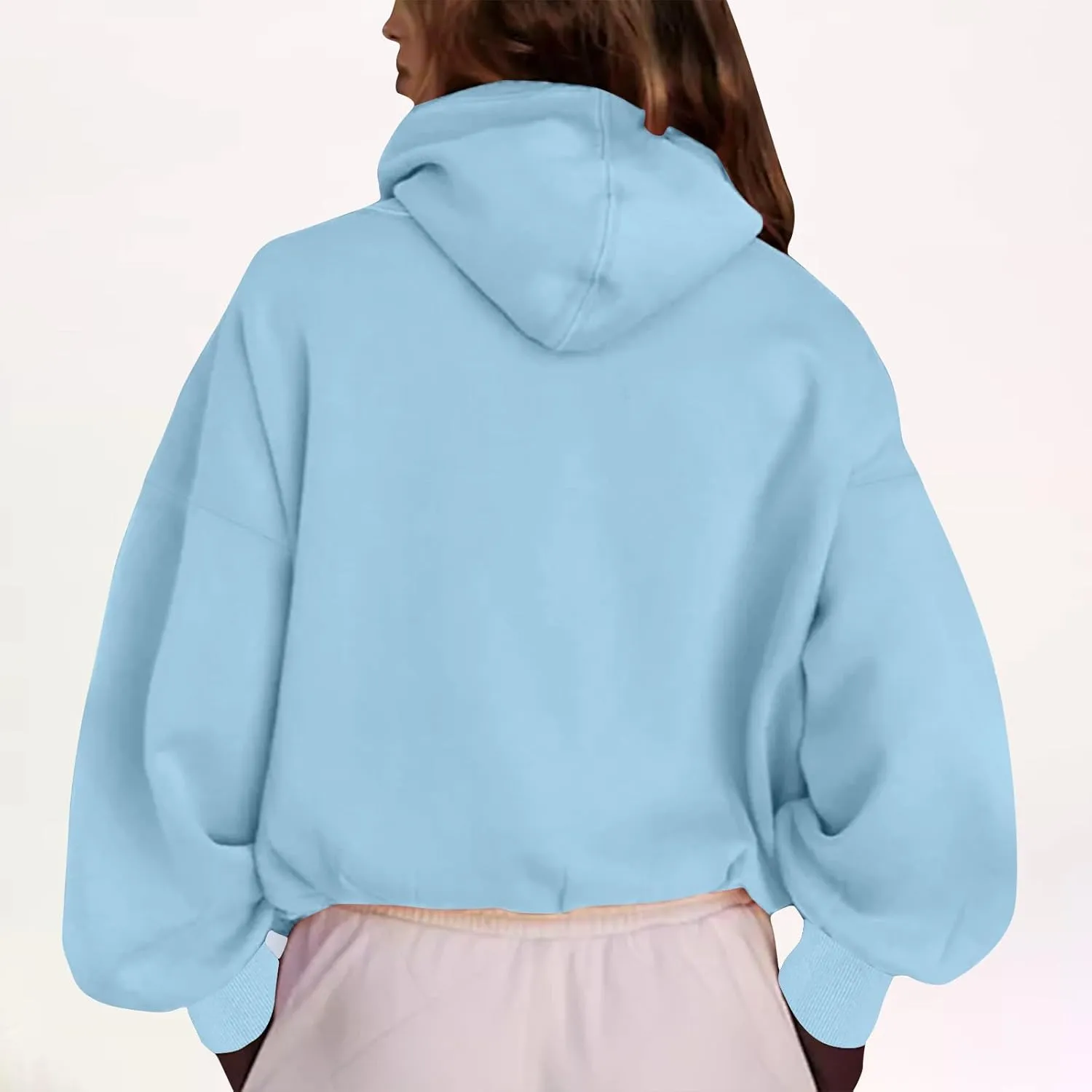 Womens Fall Fashion 2025 Half Zip Cropped Sweatshirt Long Sleeve Stand Collar Oversized Casual Y2k Pullover Top Shirt