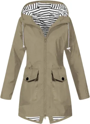 Womens Fashion Casaul Rain Jacket With Hood Lightweight Long Sleeve Windbreaker Zip Up Lightweight Hooded Jacket