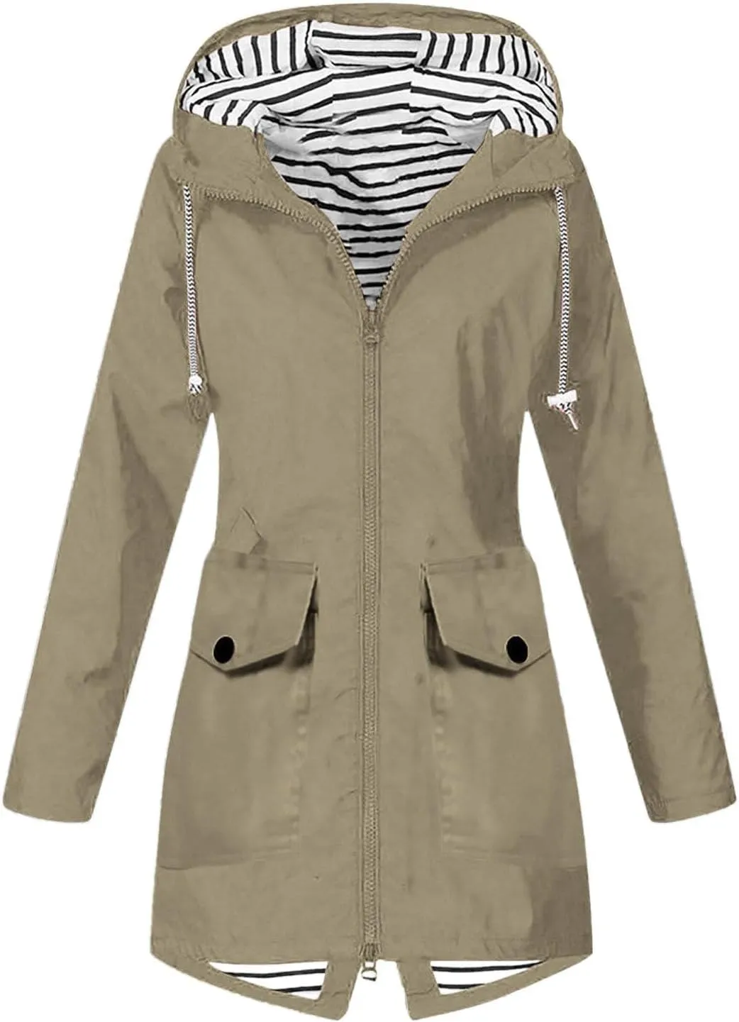 Womens Fashion Casaul Rain Jacket With Hood Lightweight Long Sleeve Windbreaker Zip Up Lightweight Hooded Jacket
