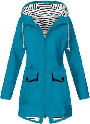Womens Fashion Casaul Rain Jacket With Hood Lightweight Long Sleeve Windbreaker Zip Up Lightweight Hooded Jacket