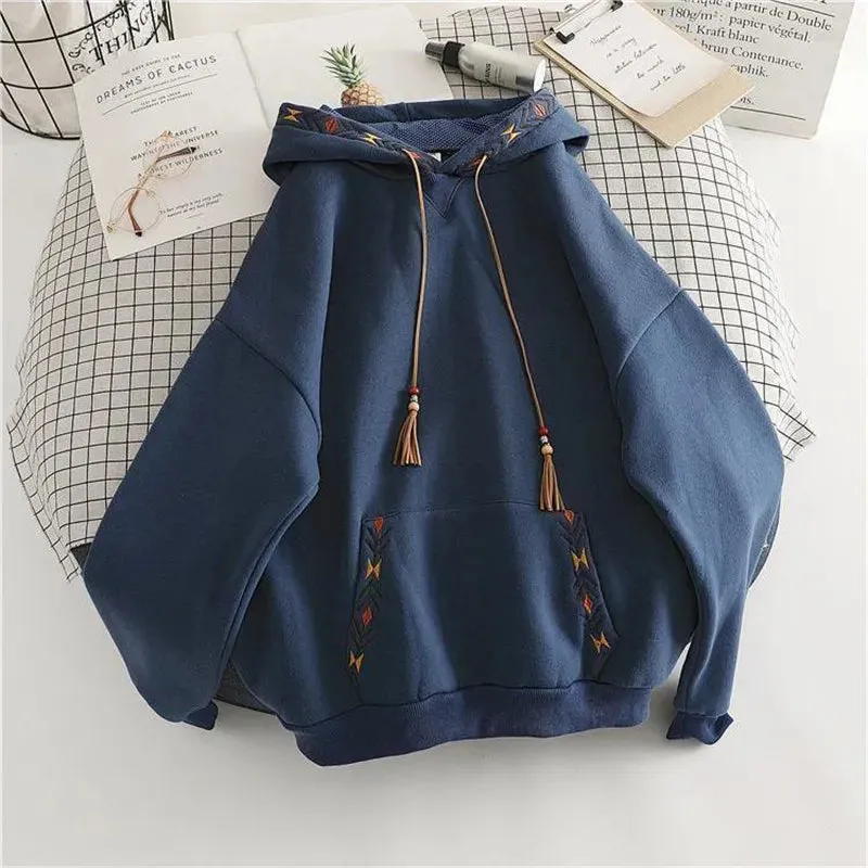 Women's Fleece-Lined Oversized Hoodie – Winter Thickened Loose-Fit Jacket