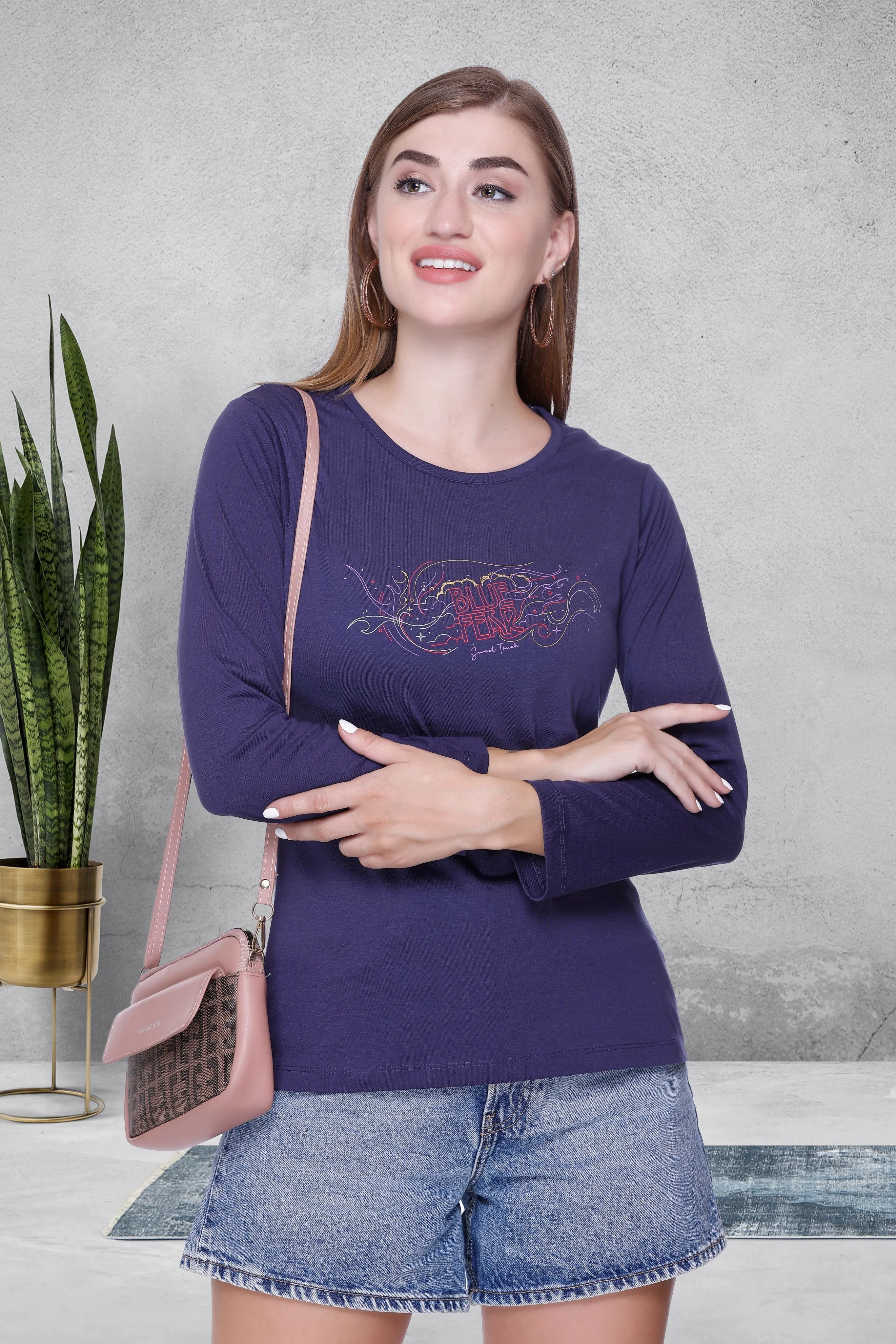 Women's Full Sleeve Cotton Graphic Top