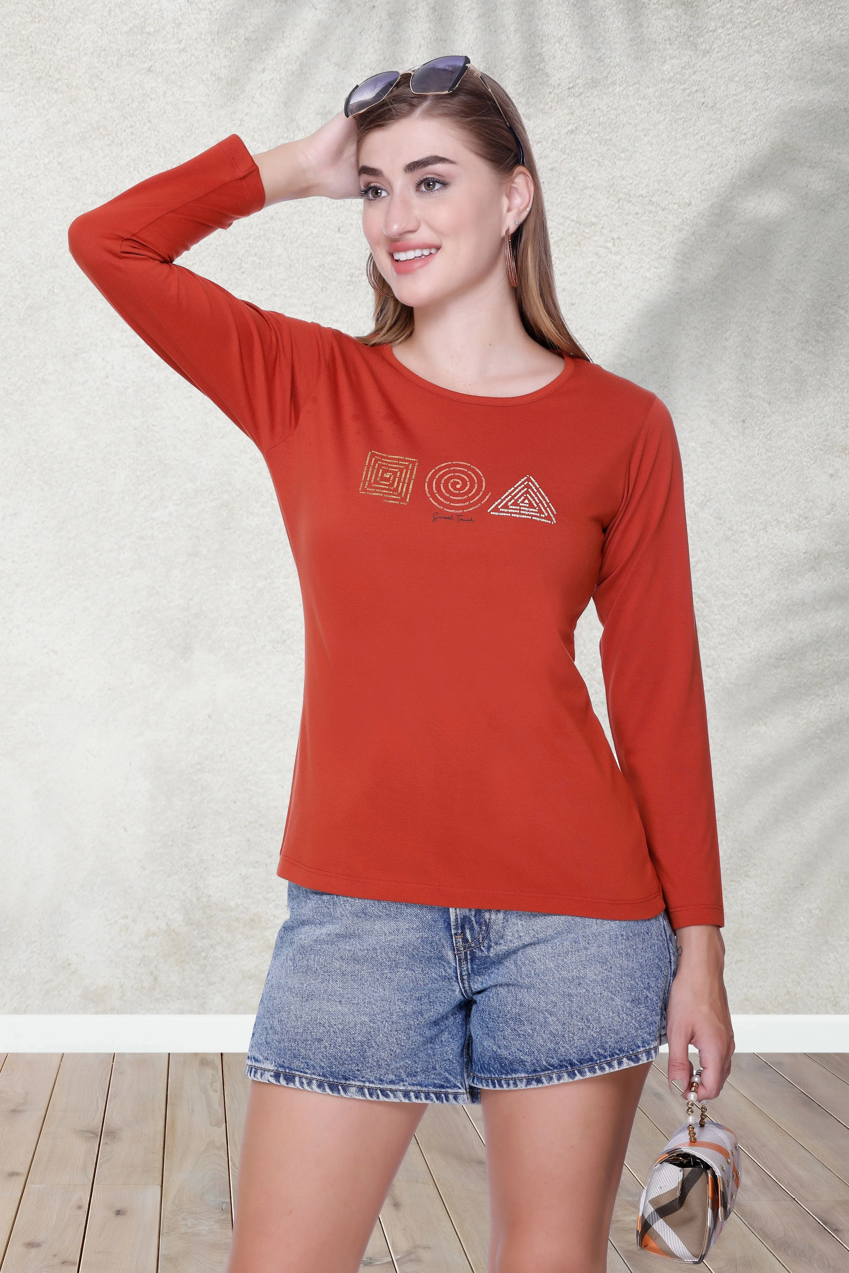 Women's Full Sleeve Cotton Graphic Top