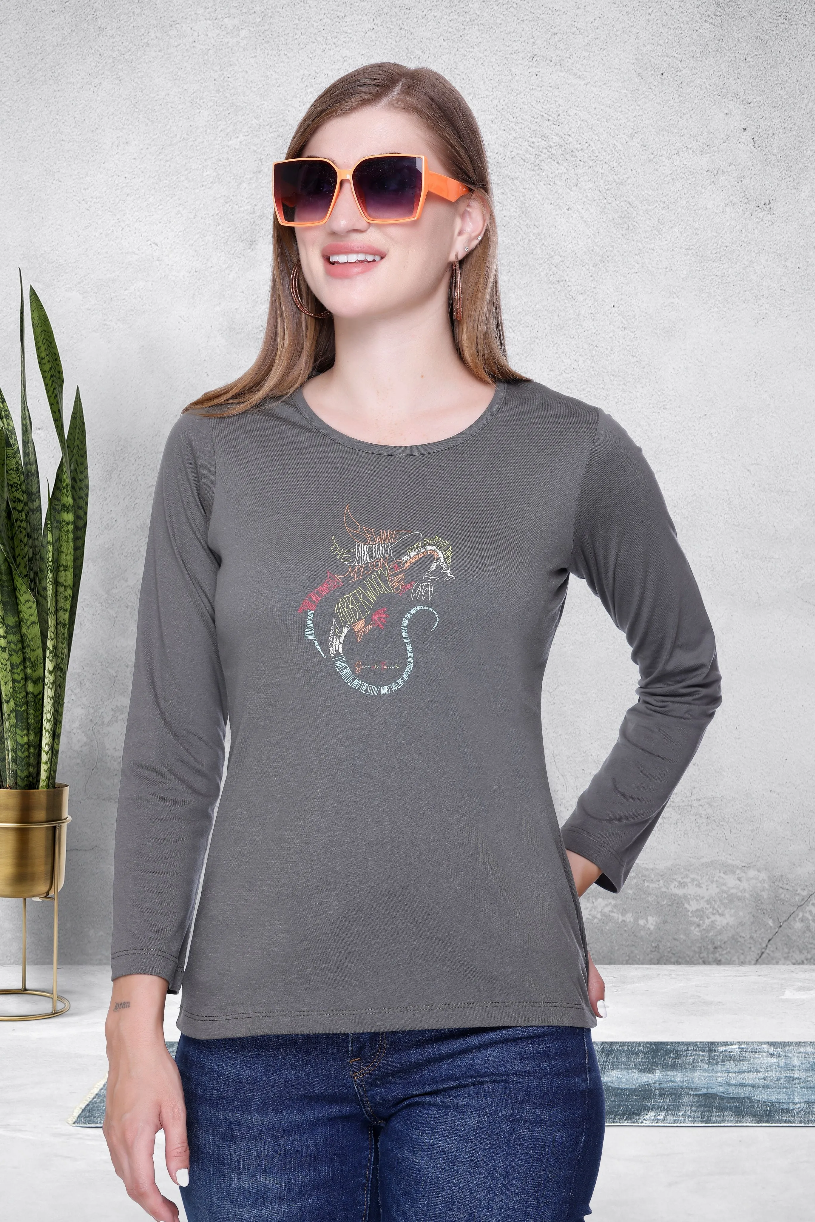 Women's Full Sleeve Cotton Graphic Top
