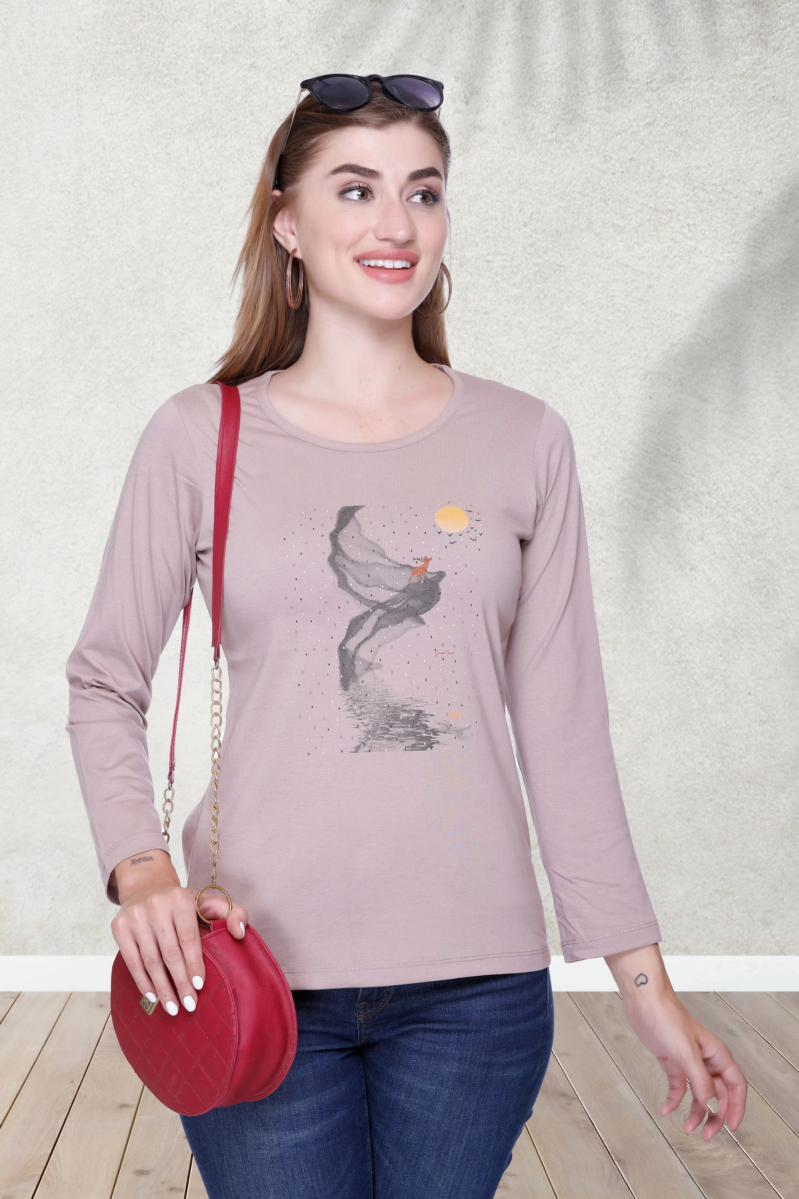 Women's Full Sleeve Cotton Graphic Top