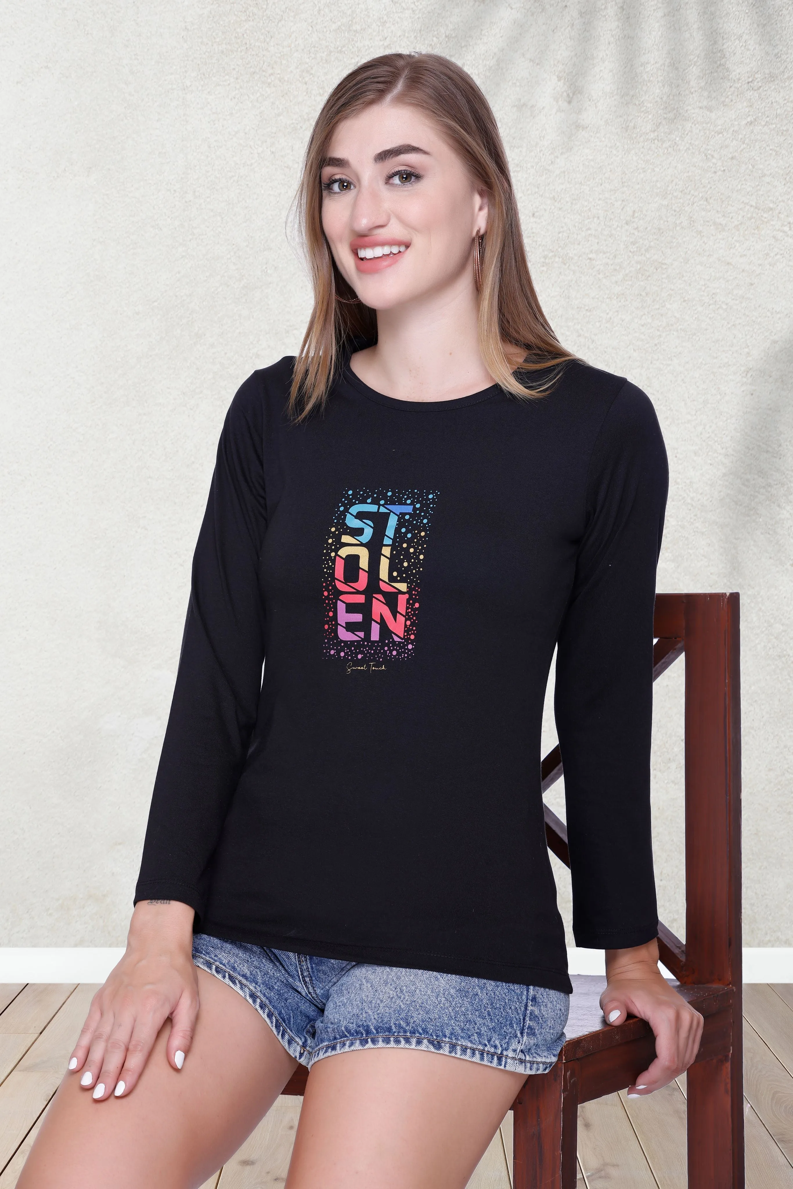 Women's Full Sleeve Cotton Graphic Top