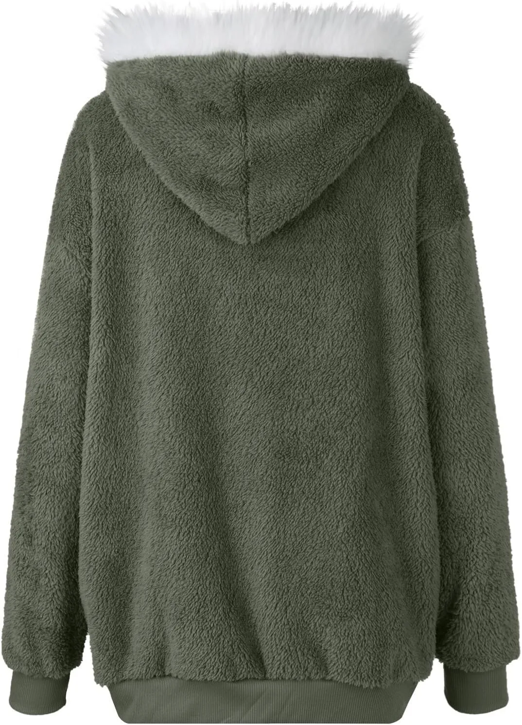 Womens Full Zip Up Sherpa Hoodie Fuzzy Fleece Jackets Oversized Fluffy Coat with Pockets S-5Xl