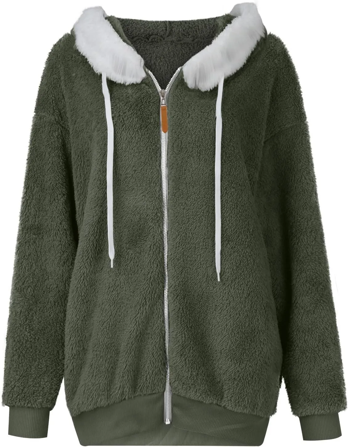 Womens Full Zip Up Sherpa Hoodie Fuzzy Fleece Jackets Oversized Fluffy Coat with Pockets S-5Xl