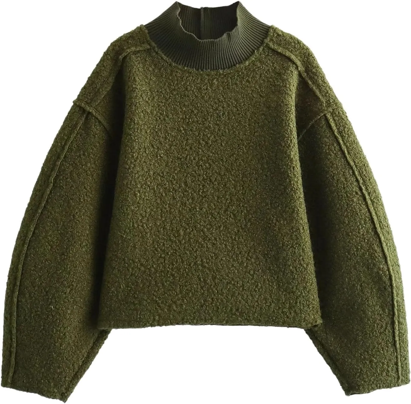 Women's Fuzzy Fleece Sweater Fleece Sherpa Oversized Cropped Sweatshirt Jumper Tops