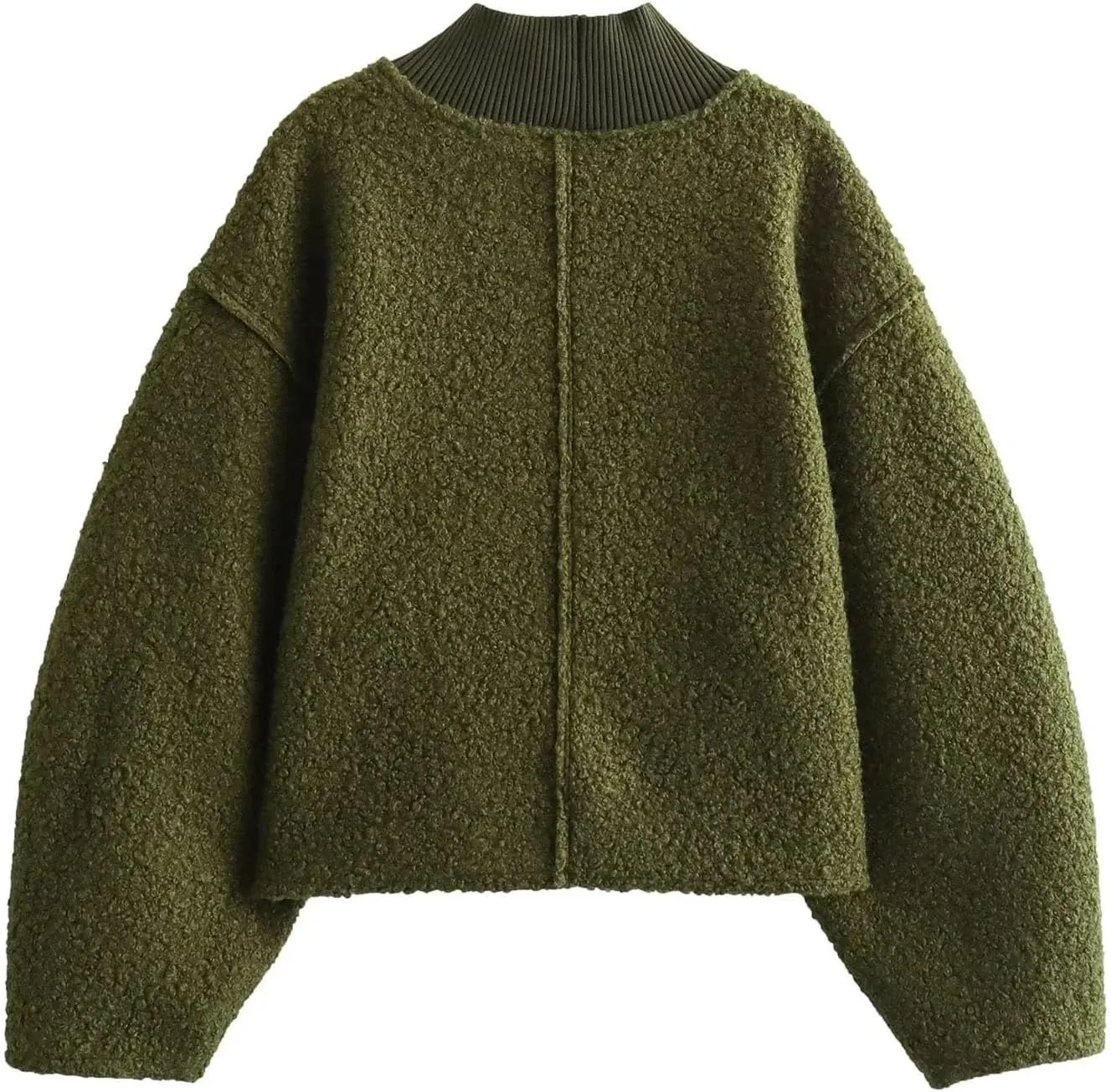 Women's Fuzzy Fleece Sweater Fleece Sherpa Oversized Cropped Sweatshirt Jumper Tops