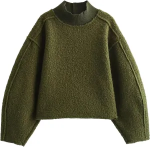 Women's Fuzzy Fleece Sweater Fleece Sherpa Oversized Cropped Sweatshirt Jumper Tops