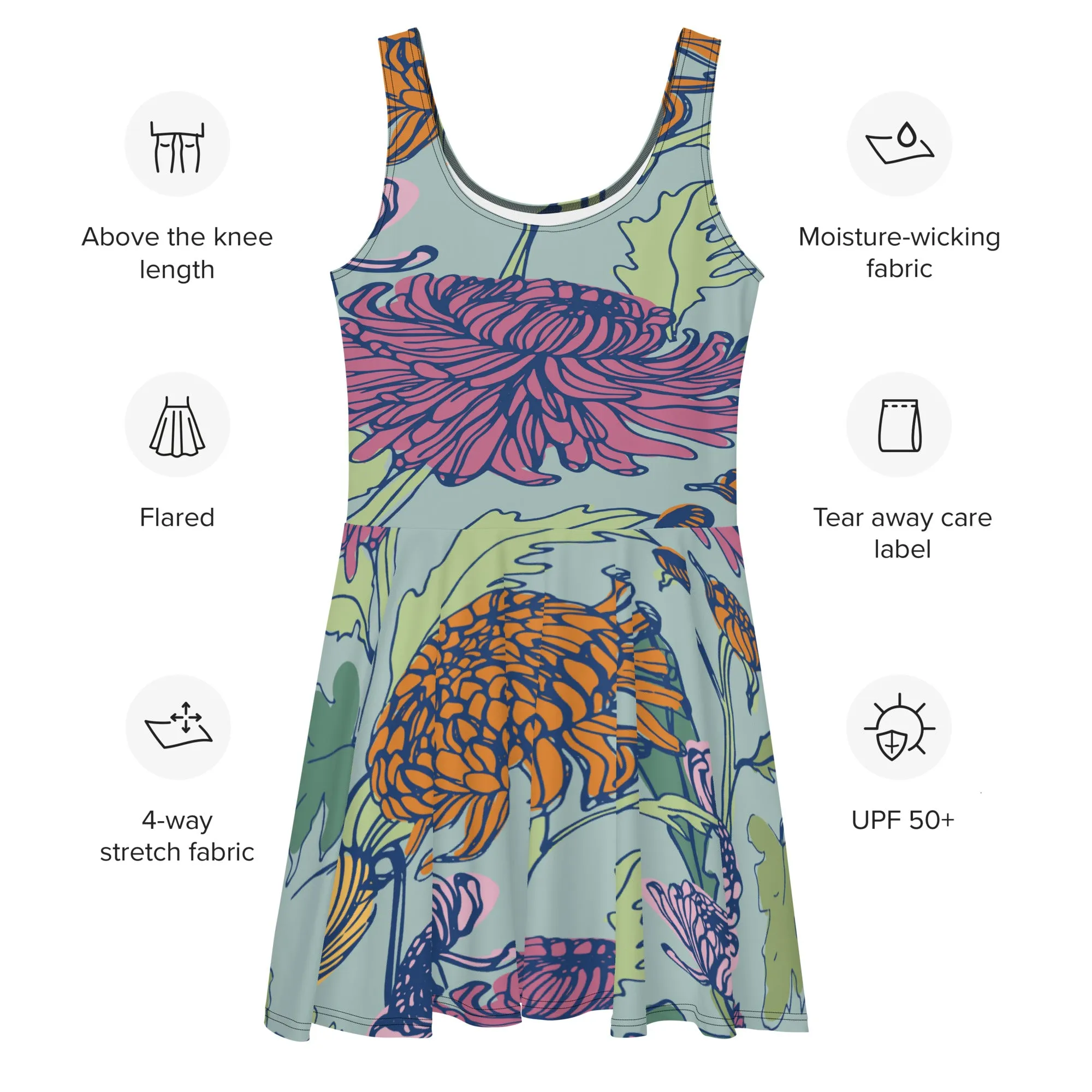 Women’s Garden Design Flared Dress, lioness-love