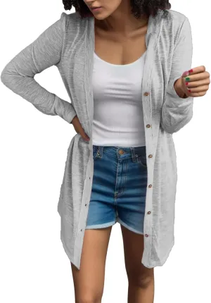 Womens Jackets Trendy Women Casual Solid Button Down Long Sleeve Cardigan Blouse Lightweight Womens Plus Size