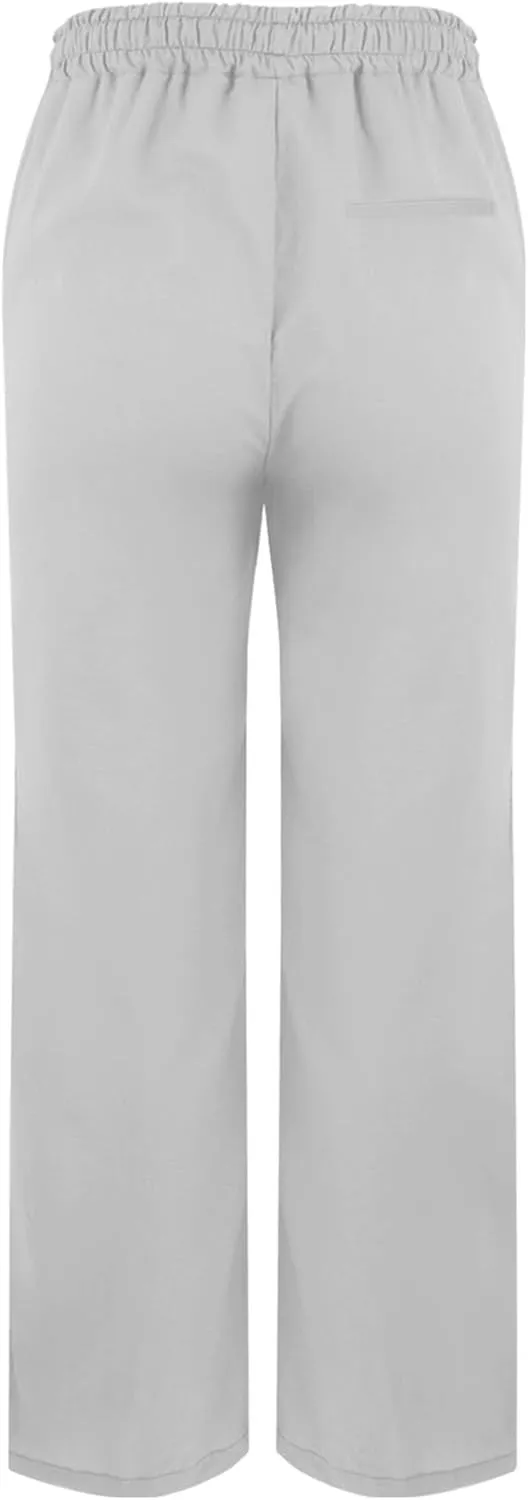 Womens Linen Pants High Waisted Elastic Loose Drawstring Wide Leg Pants Casual Lightweight Beach Trousers with Pockets