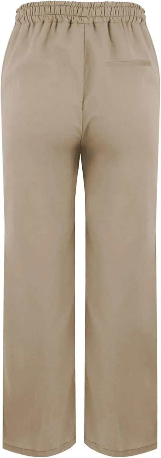 Womens Linen Pants High Waisted Elastic Loose Drawstring Wide Leg Pants Casual Lightweight Beach Trousers with Pockets