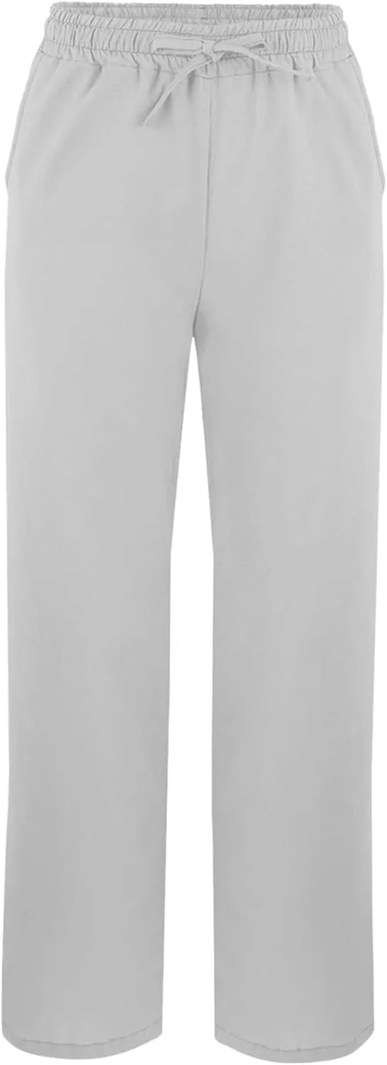 Womens Linen Pants High Waisted Elastic Loose Drawstring Wide Leg Pants Casual Lightweight Beach Trousers with Pockets