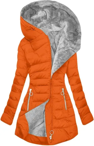 Women'S Long Jacket Fleece Zip Up Jacket Quilted Puffer Hooded Coat With Pockets Sherpa Lined Jacket Parkas Coat
