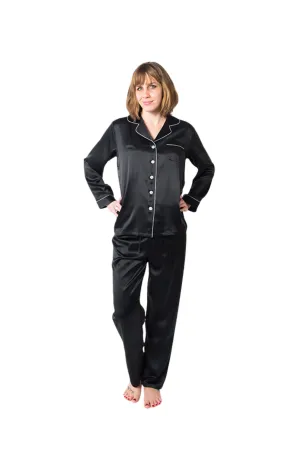 Women's Mulberry Silk Pajama Set Black