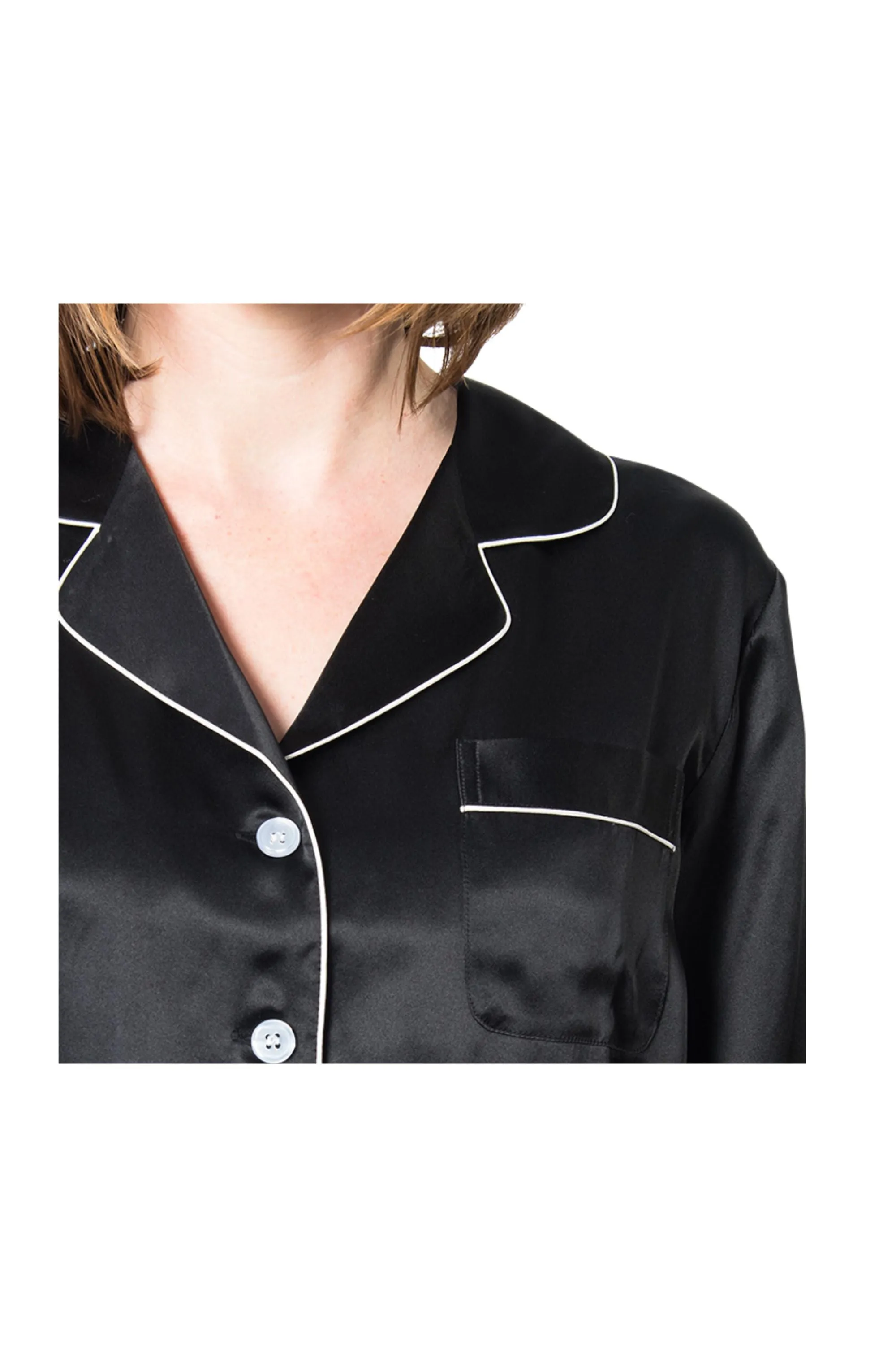 Women's Mulberry Silk Pajama Set Black