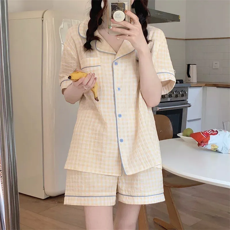 Women's Pajamas Homewear Set of New Spring and Summer Sweet Leisure Homewear Short-Sleeved Shorts Student Pajamas Homewear Sets
