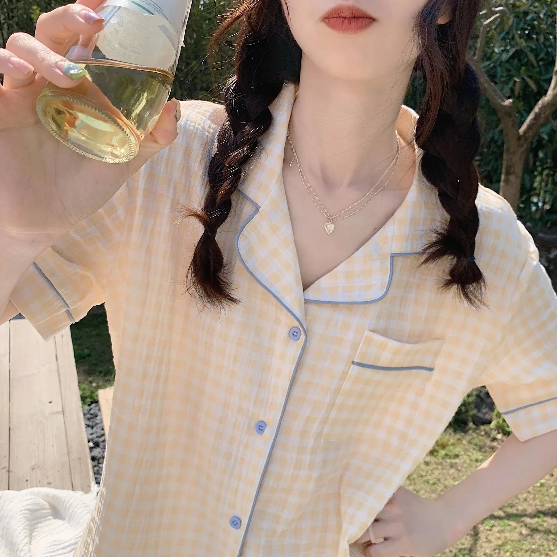 Women's Pajamas Homewear Set of New Spring and Summer Sweet Leisure Homewear Short-Sleeved Shorts Student Pajamas Homewear Sets