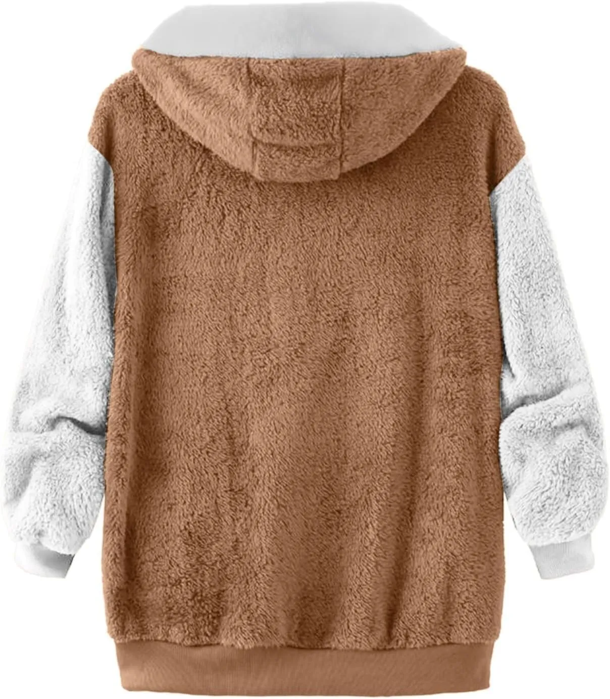 Womens Plus Size Fuzzy Fleece Jacket Winter Full Zip Plush Hooded Cardigan Coats Soft Oversized Shaggy Warm Outerwear 2024