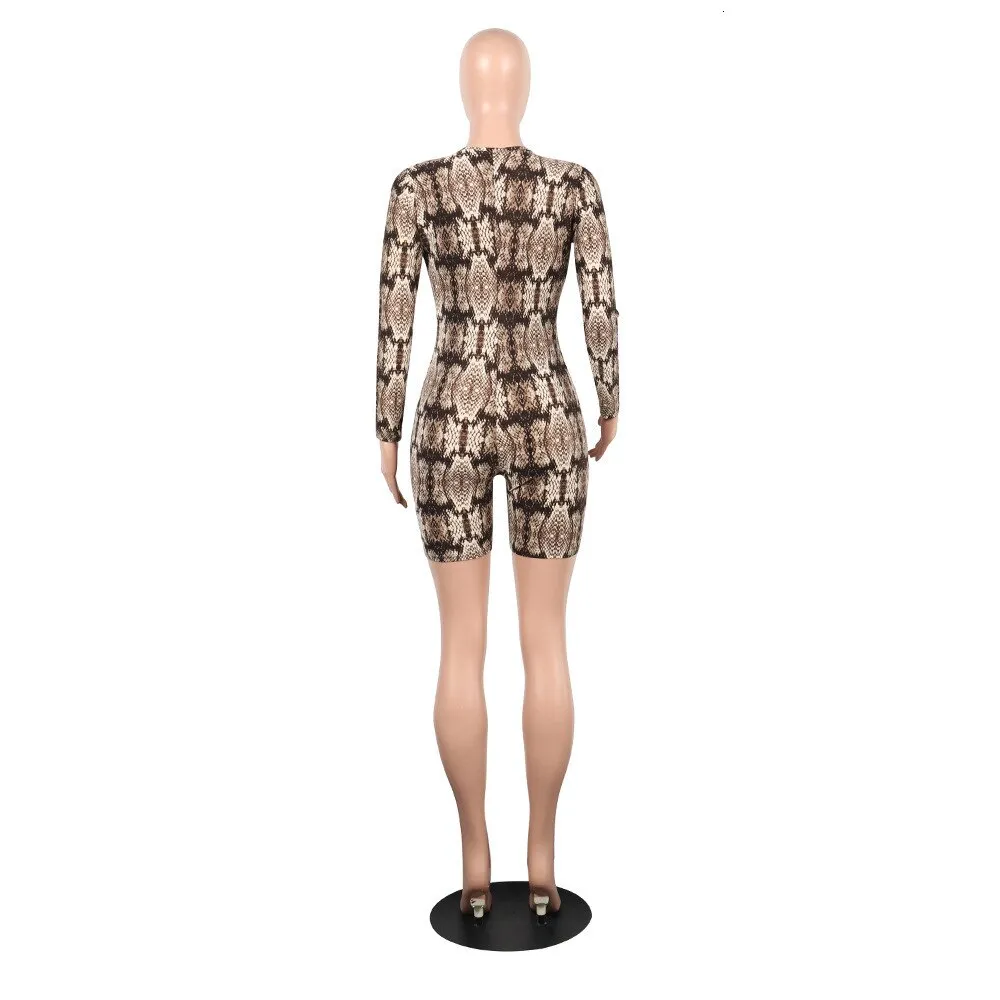 Women's Polyester Skinny V-Neck Leopard Romper