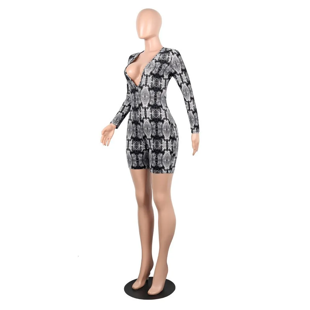 Women's Polyester Skinny V-Neck Leopard Romper