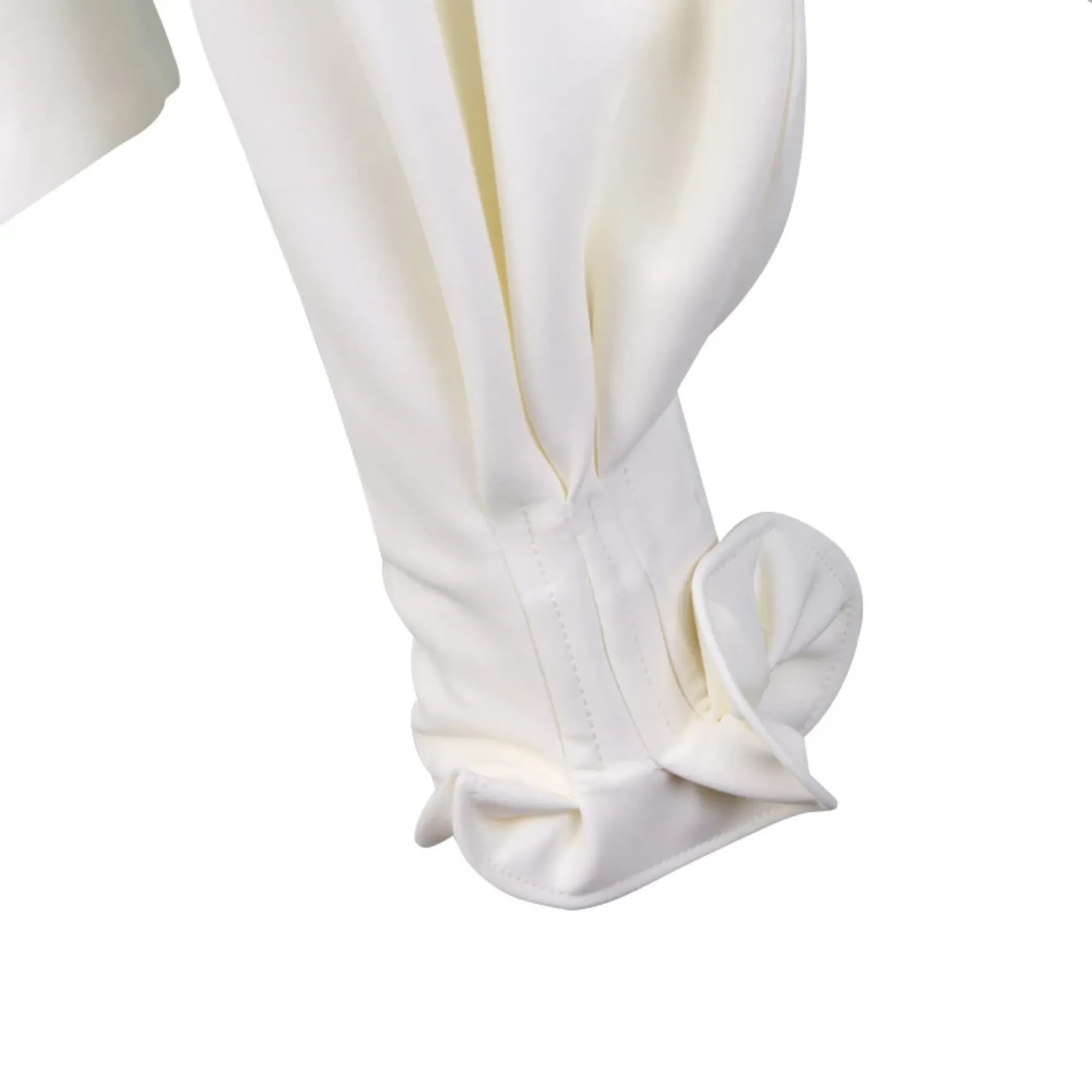 Women's Polyester V-Neck Lantern-Sleeved Slim Blouse