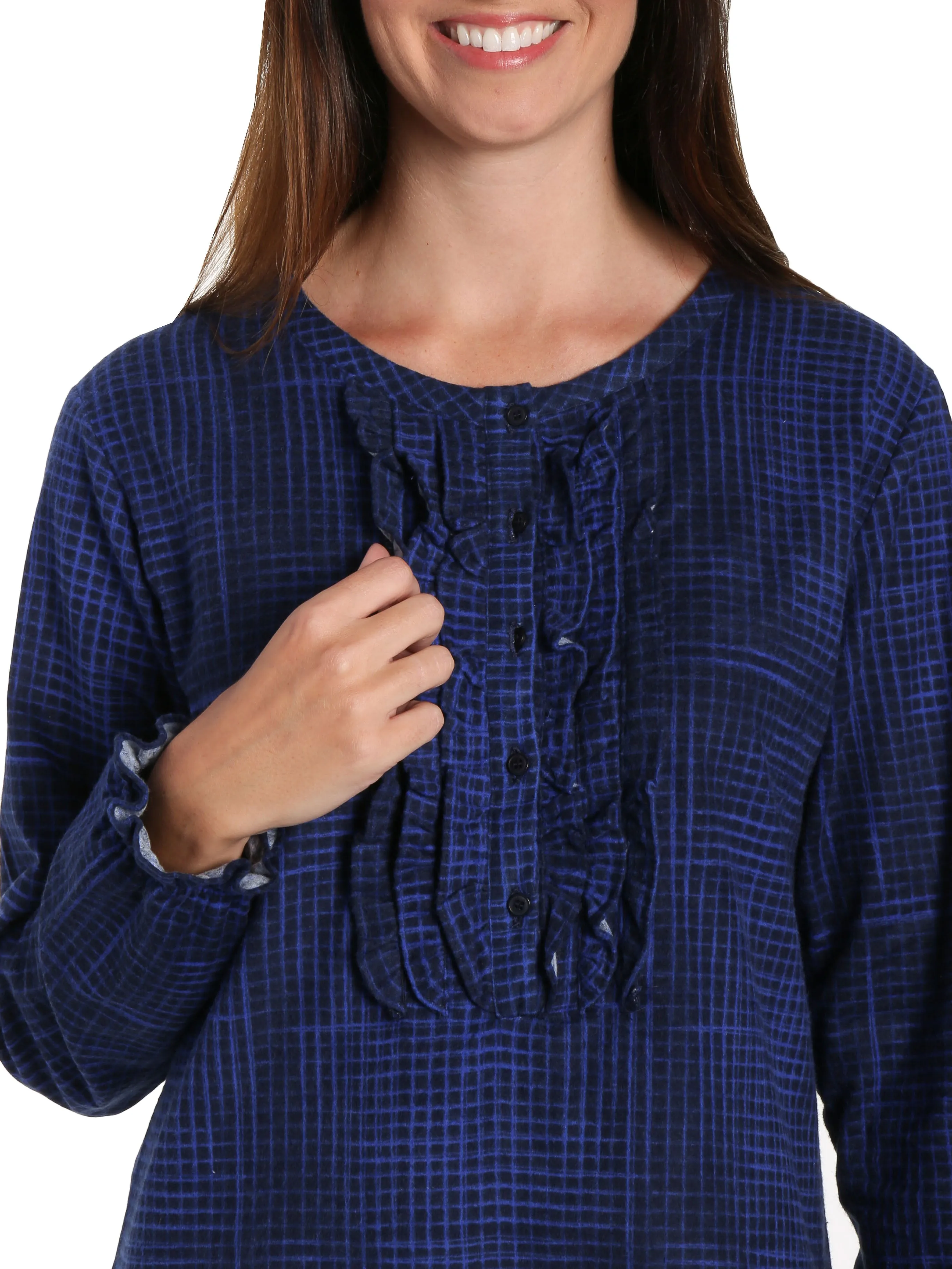 Women's Premium Flannel Long Gown - Jutelicious Blue