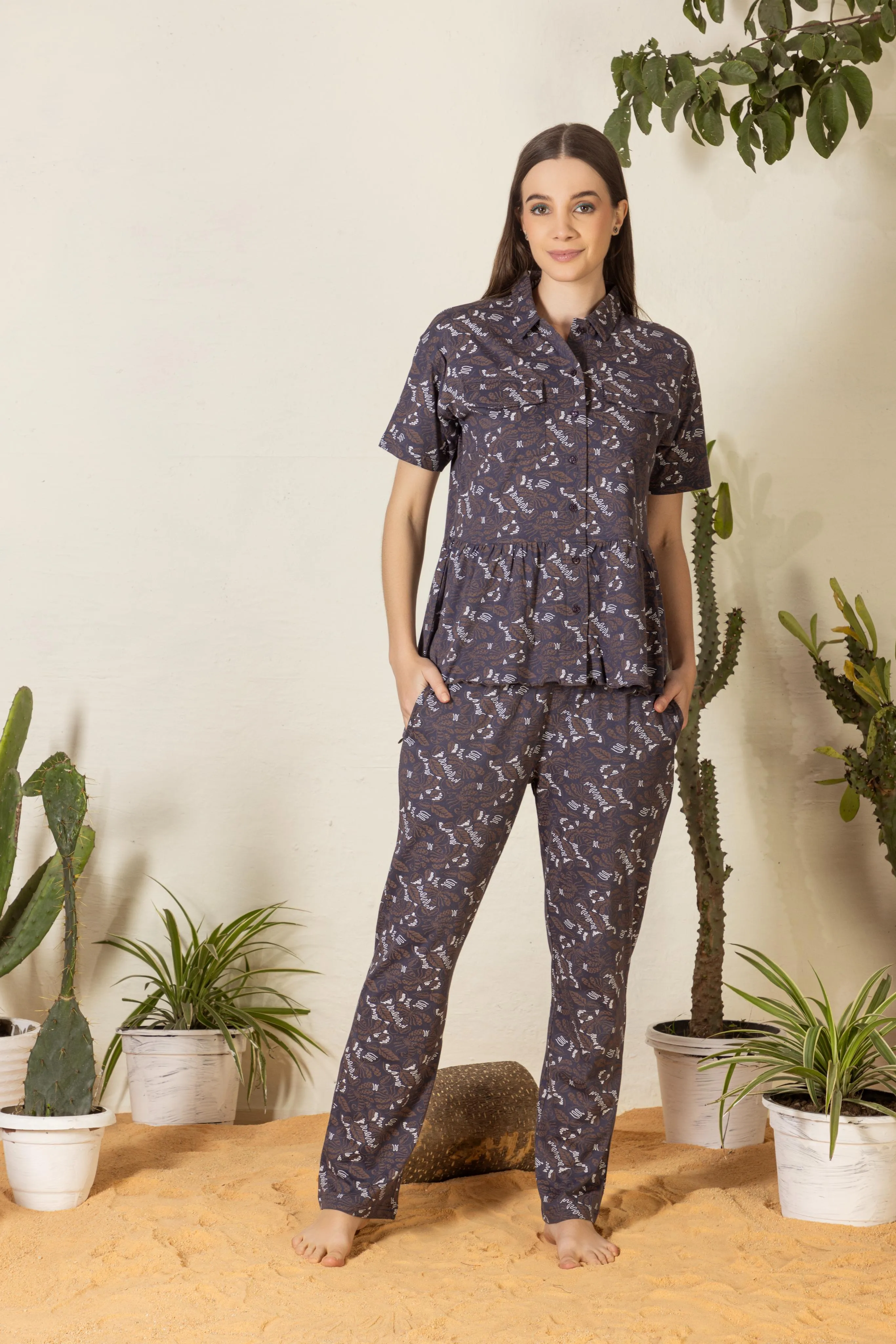 Women’s Printed Peplum Cord Set