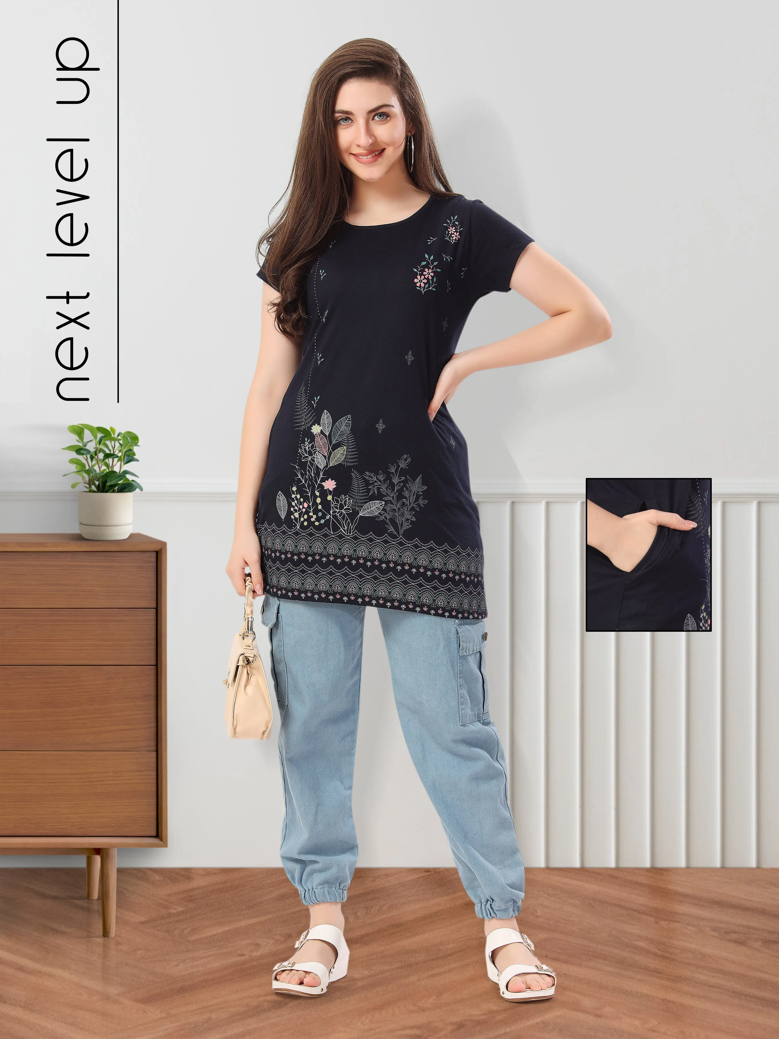 Women’s Printed Premium Cotton Long Top