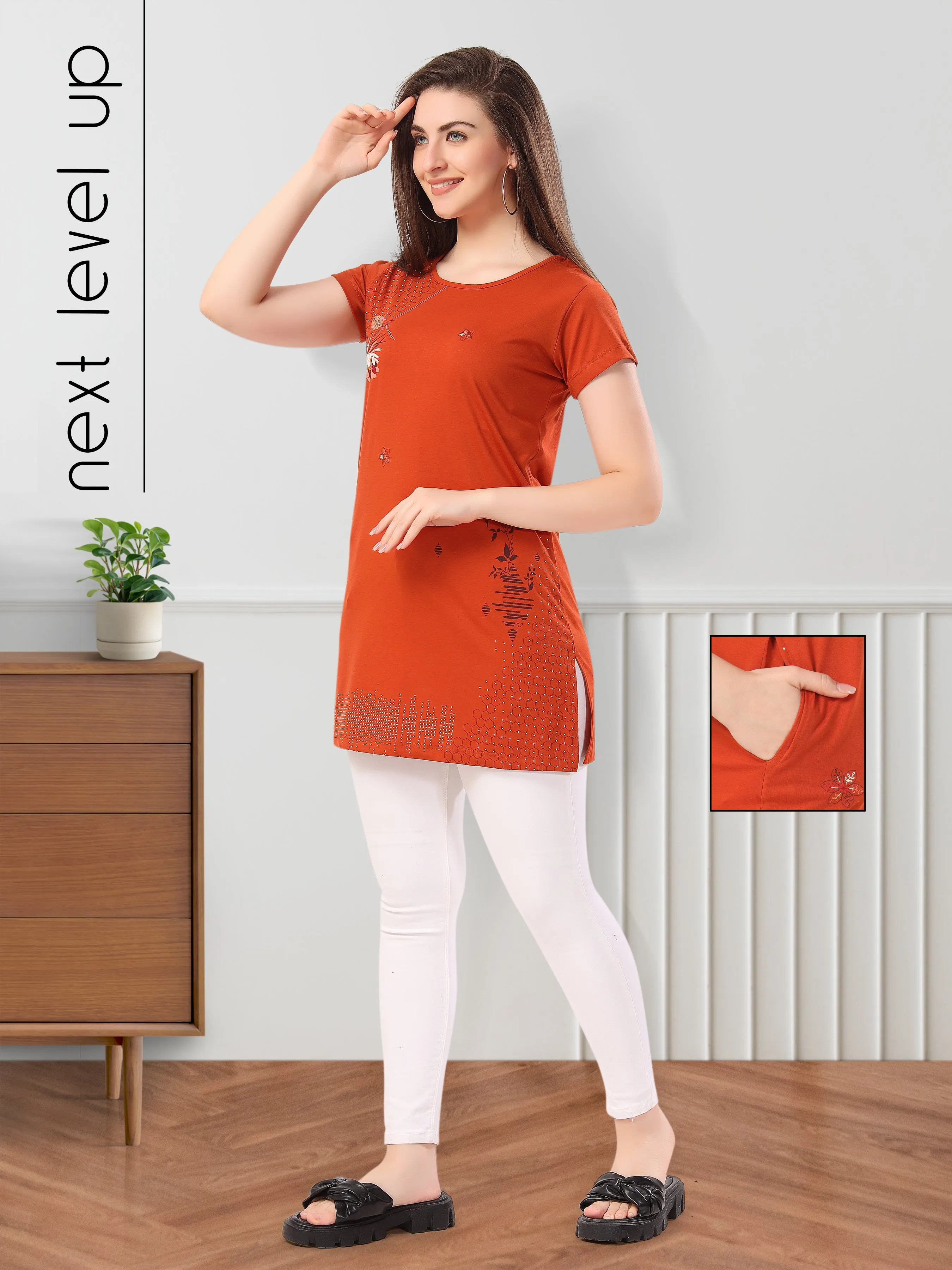 Women’s Printed Premium Cotton Long Top