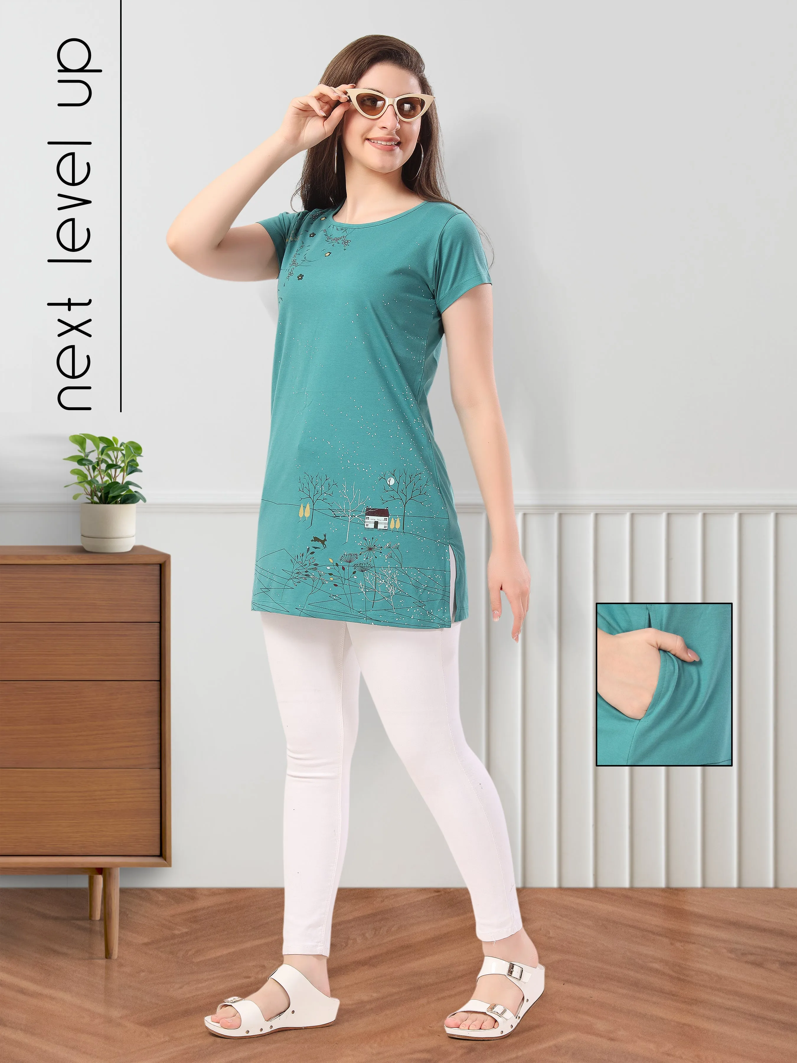 Women’s Printed Premium Cotton Long Top