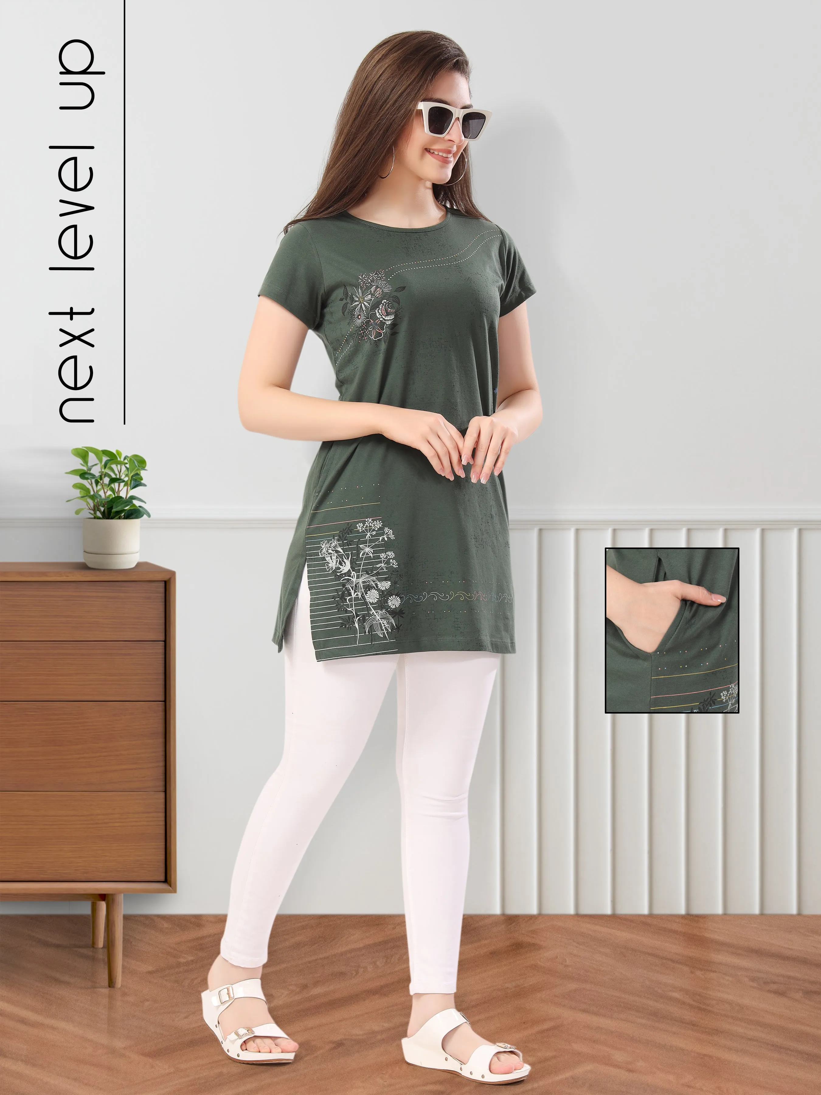 Women’s Printed Premium Cotton Long Top