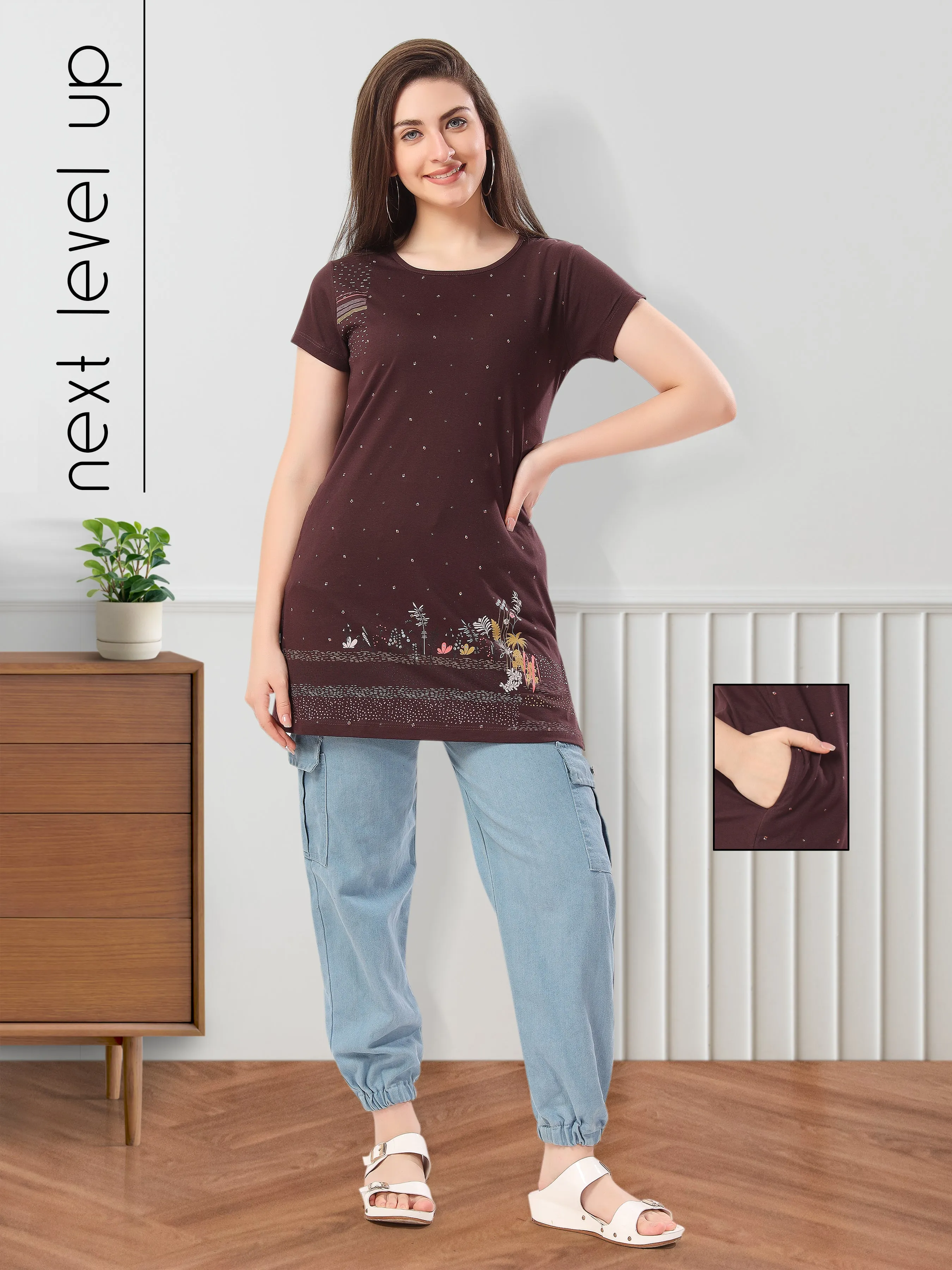Women’s Printed Premium Cotton Long Top