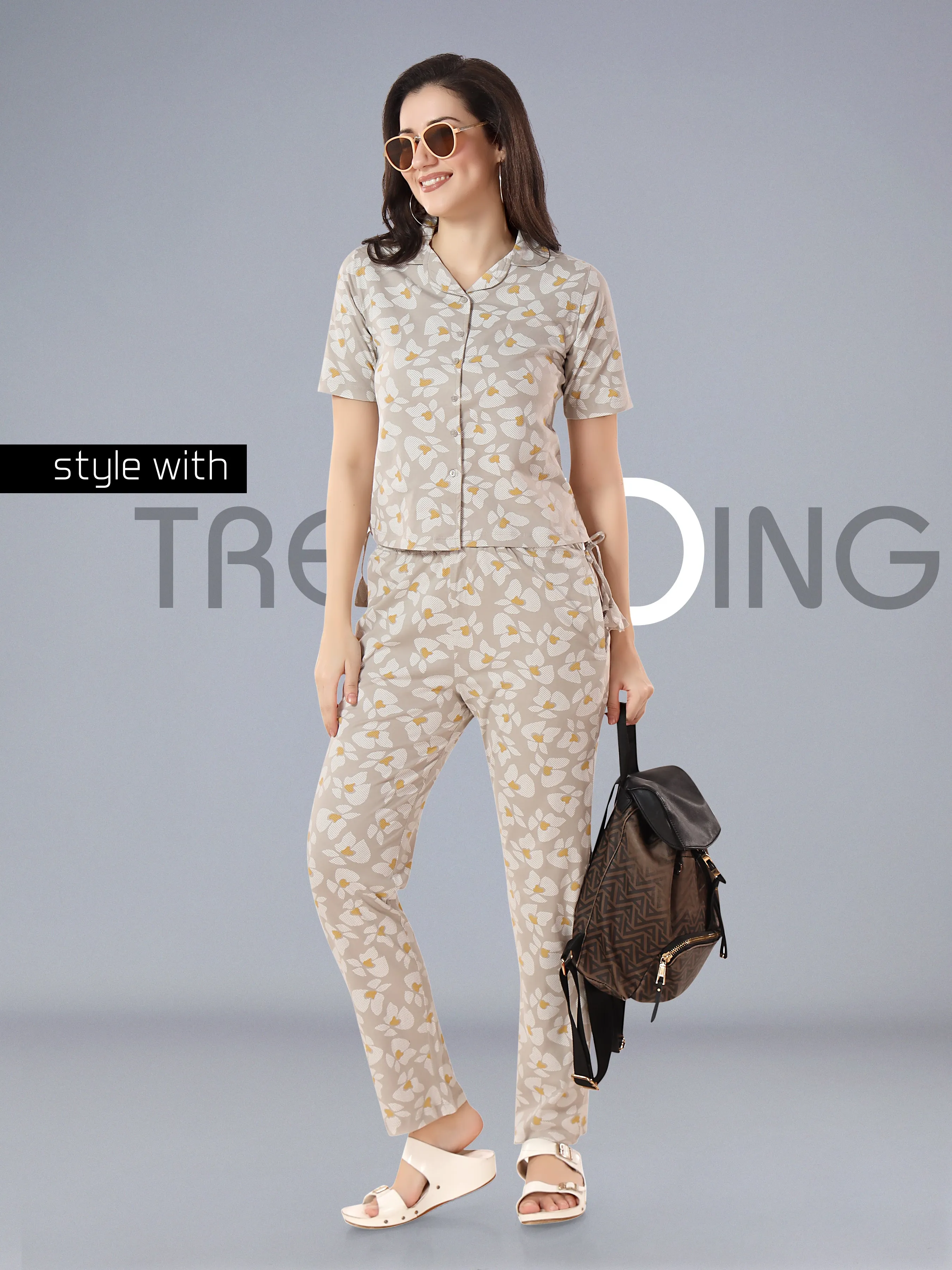 Women’s Printed Short Fit Cord Set With Tassel