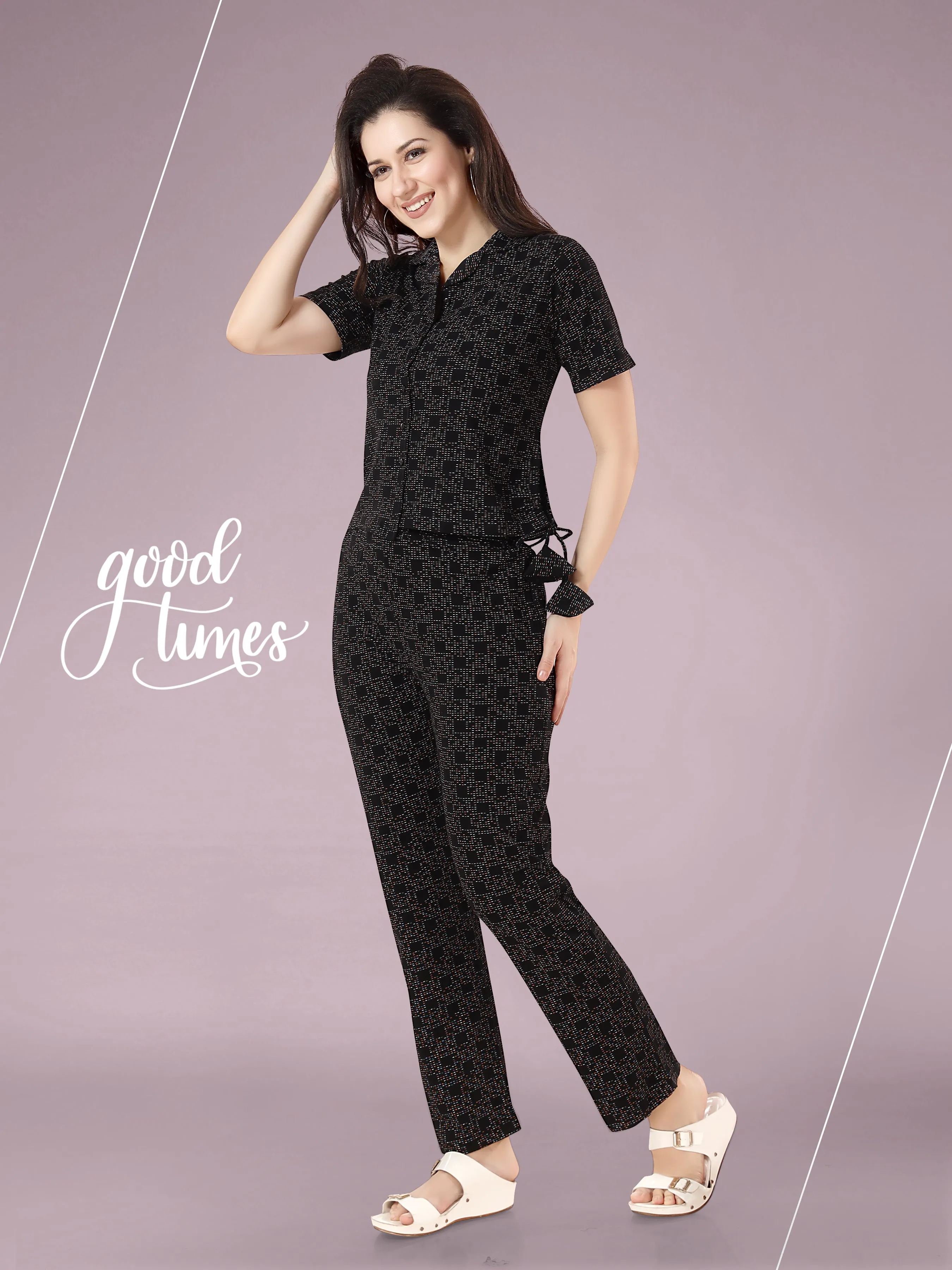 Women’s Printed Short Fit Cord Set With Tassel