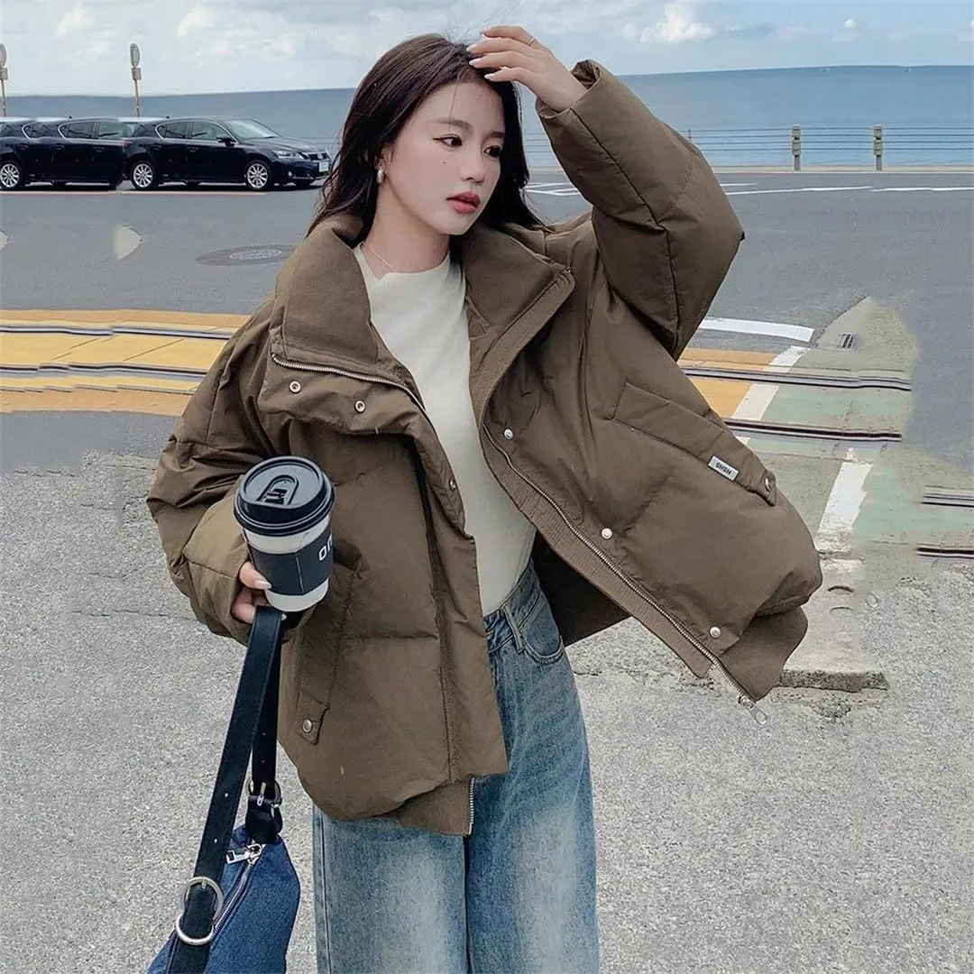 Women's Puffer Parkas Coat Stand Collar Down Jacket Cotton-Padded Coat Cotton Coats