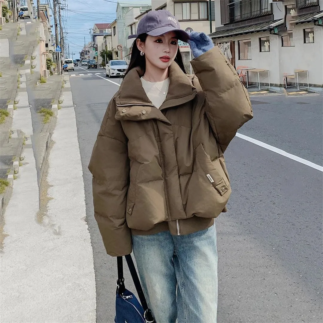 Women's Puffer Parkas Coat Stand Collar Down Jacket Cotton-Padded Coat Cotton Coats