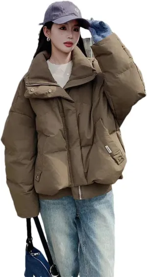 Women's Puffer Parkas Coat Stand Collar Down Jacket Cotton-Padded Coat Cotton Coats