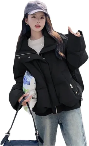 Women's Puffer Parkas Coat Stand Collar Down Jacket Cotton-Padded Coat Cotton Coats