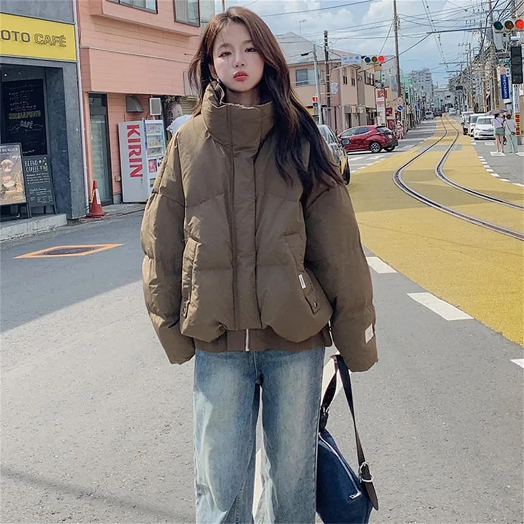Women's Puffer Parkas Coat Stand Collar Down Jacket Cotton-Padded Coat Cotton Coats