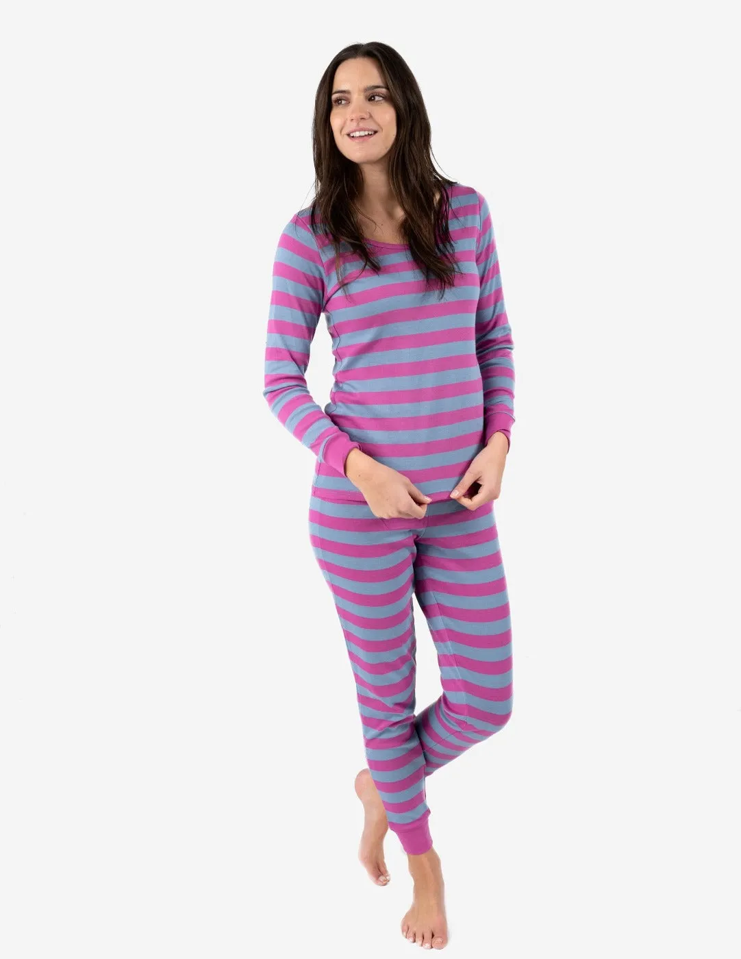 Women's Purple Stripes Cotton Pajamas