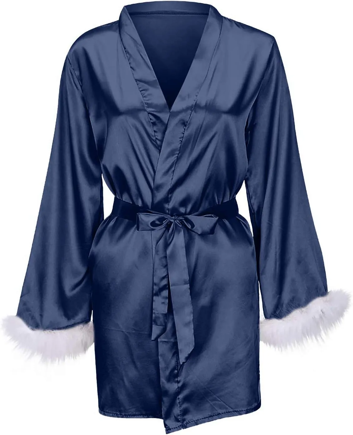 Womens Robes Lightweight Robes 3/4 Sleeves Knit Soft Loungewear Short Bathrobe Bridal Nightwear V-Neck Sleepwear